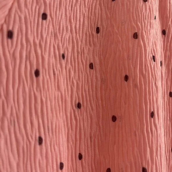 After Market Cottagecore Polka Dot Peplum Blouse Peach Balloon Sleeve - Picture 8 of 9